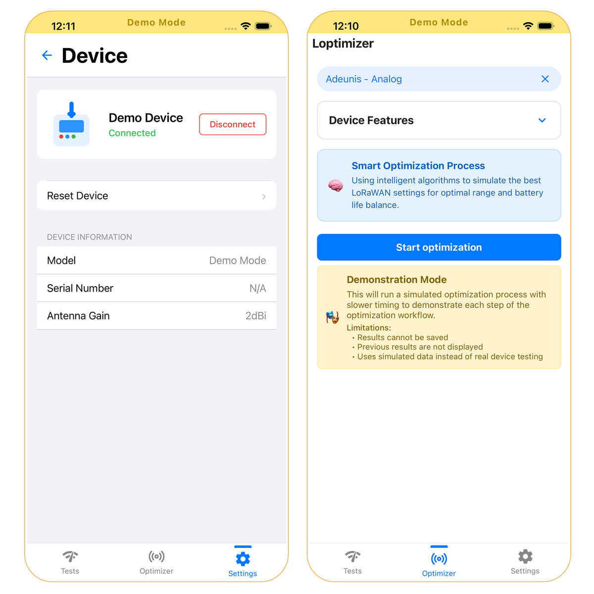 Loptimizer LoRaWAN field tester and battery optimizer