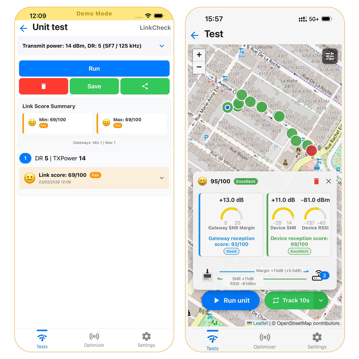 Loptimizer LoRaWAN field tester and battery optimizer