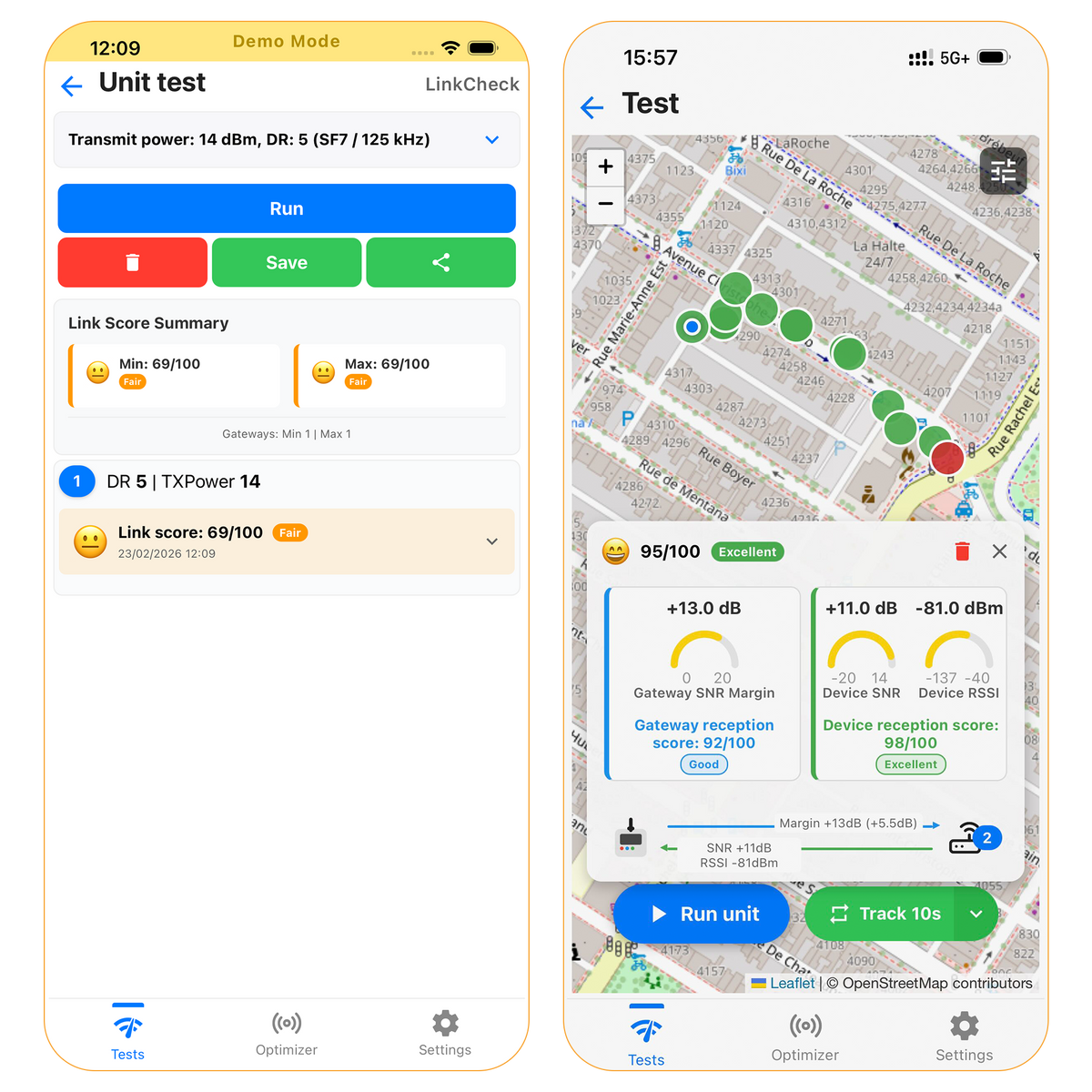 Loptimizer LoRaWAN field tester and battery optimizer